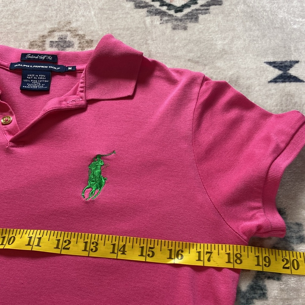 Ralph Lauren Womens Tailored Golf Fit Pink Polo Shirt size M Big Pony Preppy Y2K - Picture 13 of 15